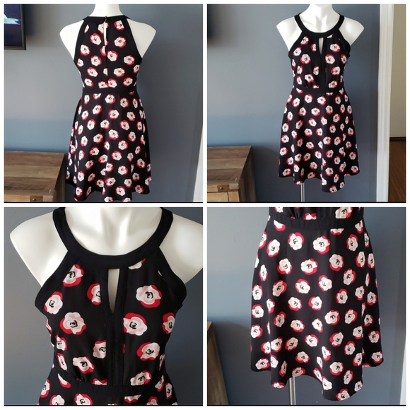 Elle Dresses & Skirts - ELLE Black & Red Floral Posey Print Dress
